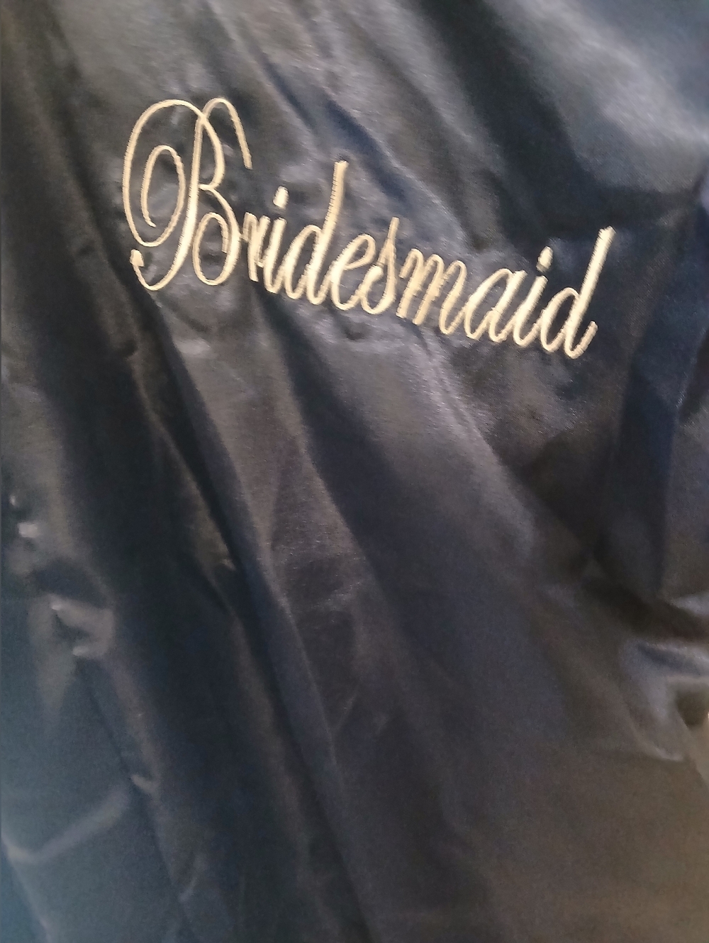 Pre-owned Clean Navy Satin 'Bride' Robe - Picture 2 of 3